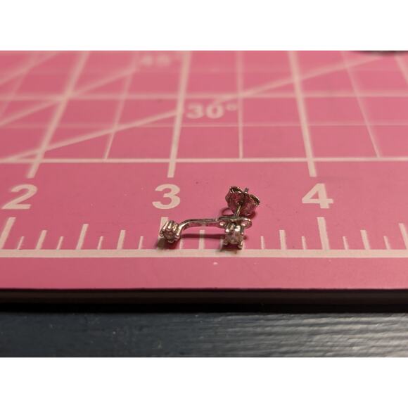 925 Sterling Silver Two Earrings in One CZ Stud W/ Attachment - Picture 6 of 7